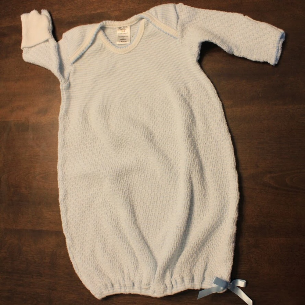 Long-Sleeved Paty, Inc. Blue and White Gown 3 Mo.